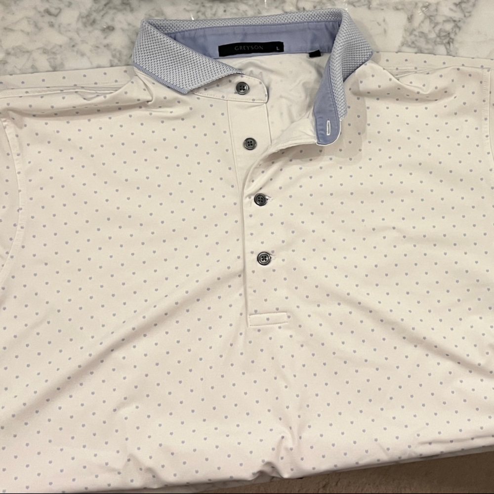 Greyson Light Blue and White Polo Shirt